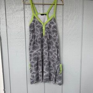 Fox racing Black and White Swirl cotton Dress with neon Green Accents